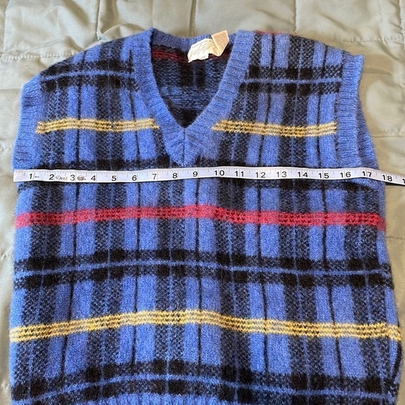 Retro Academia Wool Plaid Sweater Vest Vtg Lord & Taylor Blue Grandpa Eclectic - Picture 13 of 16